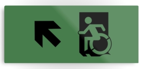 Accessible Exit Sign Project Wheelchair Wheelie Running Man Symbol Means of Egress Icon Disability Emergency Evacuation Fire Safety Metal Printed 72