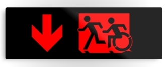 Accessible Exit Sign Project Wheelchair Wheelie Running Man Symbol Means of Egress Icon Disability Emergency Evacuation Fire Safety Metal Printed 77