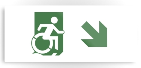 Accessible Exit Sign Project Wheelchair Wheelie Running Man Symbol Means of Egress Icon Disability Emergency Evacuation Fire Safety Metal Printed 80