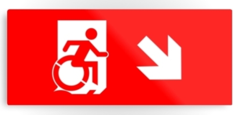 Accessible Exit Sign Project Wheelchair Wheelie Running Man Symbol Means of Egress Icon Disability Emergency Evacuation Fire Safety Metal Printed 8