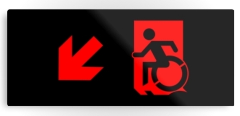 Accessible Exit Sign Project Wheelchair Wheelie Running Man Symbol Means of Egress Icon Disability Emergency Evacuation Fire Safety Metal Printed 87