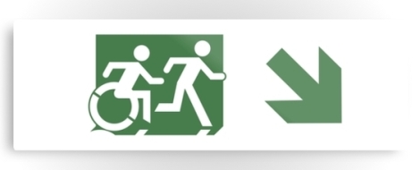 Accessible Exit Sign Project Wheelchair Wheelie Running Man Symbol Means of Egress Icon Disability Emergency Evacuation Fire Safety Metal Printed 88