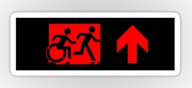 Accessible Exit Sign Project Wheelchair Wheelie Running Man Symbol Means of Egress Icon Disability Emergency Evacuation Fire Safety Sticker 100