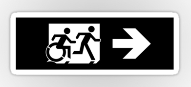 Accessible Exit Sign Project Wheelchair Wheelie Running Man Symbol Means of Egress Icon Disability Emergency Evacuation Fire Safety Sticker 126
