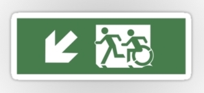 Accessible Exit Sign Project Wheelchair Wheelie Running Man Symbol Means of Egress Icon Disability Emergency Evacuation Fire Safety Sticker 130