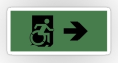 Accessible Exit Sign Project Wheelchair Wheelie Running Man Symbol Means of Egress Icon Disability Emergency Evacuation Fire Safety Sticker 16