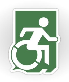 Accessible Exit Sign Project Wheelchair Wheelie Running Man Symbol Means of Egress Icon Disability Emergency Evacuation Fire Safety Sticker 3