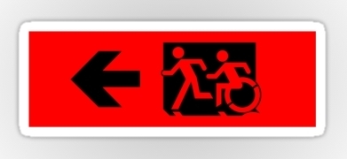 Accessible Exit Sign Project Wheelchair Wheelie Running Man Symbol Means of Egress Icon Disability Emergency Evacuation Fire Safety Sticker 40