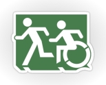 Accessible Exit Sign Project Wheelchair Wheelie Running Man Symbol Means of Egress Icon Disability Emergency Evacuation Fire Safety Sticker 41