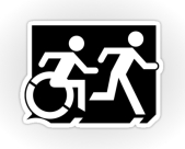Accessible Exit Sign Project Wheelchair Wheelie Running Man Symbol Means of Egress Icon Disability Emergency Evacuation Fire Safety Sticker 43