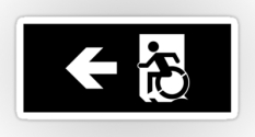 Accessible Exit Sign Project Wheelchair Wheelie Running Man Symbol Means of Egress Icon Disability Emergency Evacuation Fire Safety Sticker 50