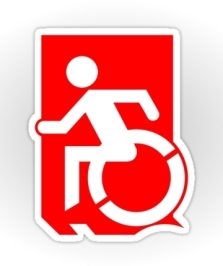 Accessible Exit Sign Project Wheelchair Wheelie Running Man Symbol Means of Egress Icon Disability Emergency Evacuation Fire Safety Sticker 68