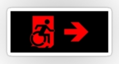 Accessible Exit Sign Project Wheelchair Wheelie Running Man Symbol Means of Egress Icon Disability Emergency Evacuation Fire Safety Sticker 74