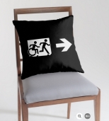 Accessible Exit Sign Project Wheelchair Wheelie Running Man Symbol Means of Egress Icon Disability Emergency Evacuation Fire Safety Throw Pillow Cushion 118