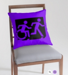 Accessible Exit Sign Project Wheelchair Wheelie Running Man Symbol Means of Egress Icon Disability Emergency Evacuation Fire Safety Throw Pillow Cushion 129