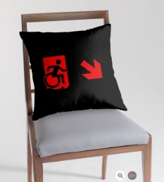 Accessible Exit Sign Project Wheelchair Wheelie Running Man Symbol Means of Egress Icon Disability Emergency Evacuation Fire Safety Throw Pillow Cushion 130