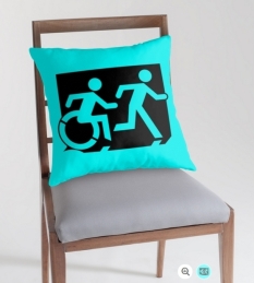 Accessible Exit Sign Project Wheelchair Wheelie Running Man Symbol Means of Egress Icon Disability Emergency Evacuation Fire Safety Throw Pillow Cushion 131