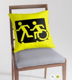 Accessible Exit Sign Project Wheelchair Wheelie Running Man Symbol Means of Egress Icon Disability Emergency Evacuation Fire Safety Throw Pillow Cushion 135