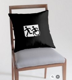 Accessible Exit Sign Project Wheelchair Wheelie Running Man Symbol Means of Egress Icon Disability Emergency Evacuation Fire Safety Throw Pillow Cushion 141