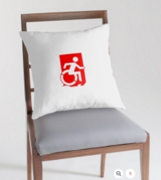 Accessible Exit Sign Project Wheelchair Wheelie Running Man Symbol Means of Egress Icon Disability Emergency Evacuation Fire Safety Throw Pillow Cushion 142