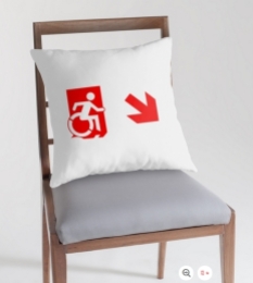 Accessible Exit Sign Project Wheelchair Wheelie Running Man Symbol Means of Egress Icon Disability Emergency Evacuation Fire Safety Throw Pillow Cushion 144