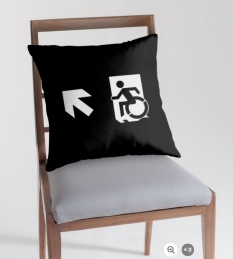 Accessible Exit Sign Project Wheelchair Wheelie Running Man Symbol Means of Egress Icon Disability Emergency Evacuation Fire Safety Throw Pillow Cushion 151