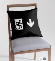 Accessible Exit Sign Project Wheelchair Wheelie Running Man Symbol Means of Egress Icon Disability Emergency Evacuation Fire Safety Throw Pillow Cushion 157