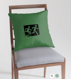 Accessible Exit Sign Project Wheelchair Wheelie Running Man Symbol Means of Egress Icon Disability Emergency Evacuation Fire Safety Throw Pillow Cushion 39