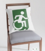 Accessible Exit Sign Project Wheelchair Wheelie Running Man Symbol Means of Egress Icon Disability Emergency Evacuation Fire Safety Throw Pillow Cushion 46