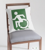 Accessible Exit Sign Project Wheelchair Wheelie Running Man Symbol Means of Egress Icon Disability Emergency Evacuation Fire Safety Throw Pillow Cushion 48