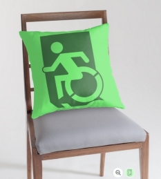 Accessible Exit Sign Project Wheelchair Wheelie Running Man Symbol Means of Egress Icon Disability Emergency Evacuation Fire Safety Throw Pillow Cushion 51
