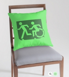 Accessible Exit Sign Project Wheelchair Wheelie Running Man Symbol Means of Egress Icon Disability Emergency Evacuation Fire Safety Throw Pillow Cushion 56