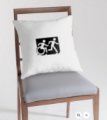 Accessible Exit Sign Project Wheelchair Wheelie Running Man Symbol Means of Egress Icon Disability Emergency Evacuation Fire Safety Throw Pillow Cushion 58