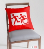 Accessible Exit Sign Project Wheelchair Wheelie Running Man Symbol Means of Egress Icon Disability Emergency Evacuation Fire Safety Throw Pillow Cushion 72