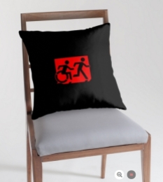 Accessible Exit Sign Project Wheelchair Wheelie Running Man Symbol Means of Egress Icon Disability Emergency Evacuation Fire Safety Throw Pillow Cushion 8