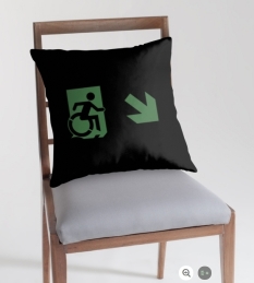 Accessible Exit Sign Project Wheelchair Wheelie Running Man Symbol Means of Egress Icon Disability Emergency Evacuation Fire Safety Throw Pillow Cushion 96