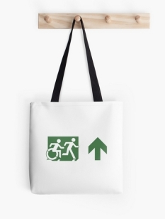 Accessible Exit Sign Project Wheelchair Wheelie Running Man Symbol Means of Egress Icon Disability Emergency Evacuation Fire Safety Tote Bag 104