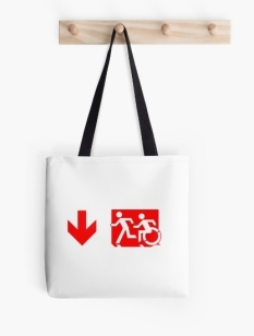 Accessible Exit Sign Project Wheelchair Wheelie Running Man Symbol Means of Egress Icon Disability Emergency Evacuation Fire Safety Tote Bag 127