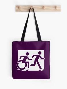 Accessible Exit Sign Project Wheelchair Wheelie Running Man Symbol Means of Egress Icon Disability Emergency Evacuation Fire Safety Tote Bag 2