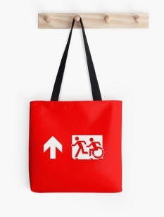 Accessible Exit Sign Project Wheelchair Wheelie Running Man Symbol Means of Egress Icon Disability Emergency Evacuation Fire Safety Tote Bag 24