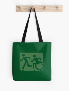 Accessible Exit Sign Project Wheelchair Wheelie Running Man Symbol Means of Egress Icon Disability Emergency Evacuation Fire Safety Tote Bag 36