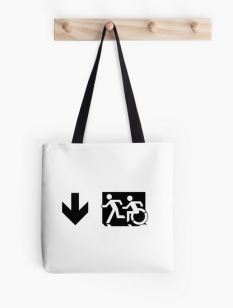 Accessible Exit Sign Project Wheelchair Wheelie Running Man Symbol Means of Egress Icon Disability Emergency Evacuation Fire Safety Tote Bag 58