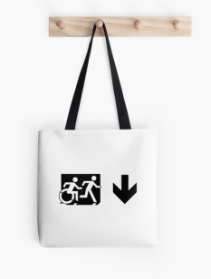 Accessible Exit Sign Project Wheelchair Wheelie Running Man Symbol Means of Egress Icon Disability Emergency Evacuation Fire Safety Tote Bag 69