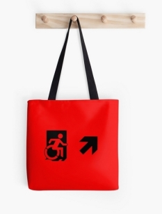 Accessible Exit Sign Project Wheelchair Wheelie Running Man Symbol Means of Egress Icon Disability Emergency Evacuation Fire Safety Tote Bag 7