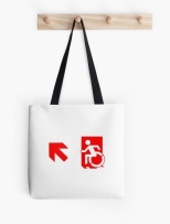Accessible Exit Sign Project Wheelchair Wheelie Running Man Symbol Means of Egress Icon Disability Emergency Evacuation Fire Safety Tote Bag 93